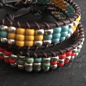 Boho leather beaded bracelet!